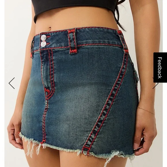 True Religion TWISTED SEAM SUPER T MINI SKIRT - Picture 4 of 4